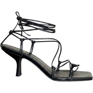 Jeffrey Campbell Black Strappy Sandals Square Toe Ankle Wrap Women's‎ Size 10